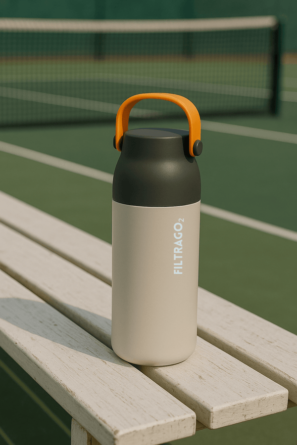 Utilisation d’une gourde filtrante pendant une séance de sport